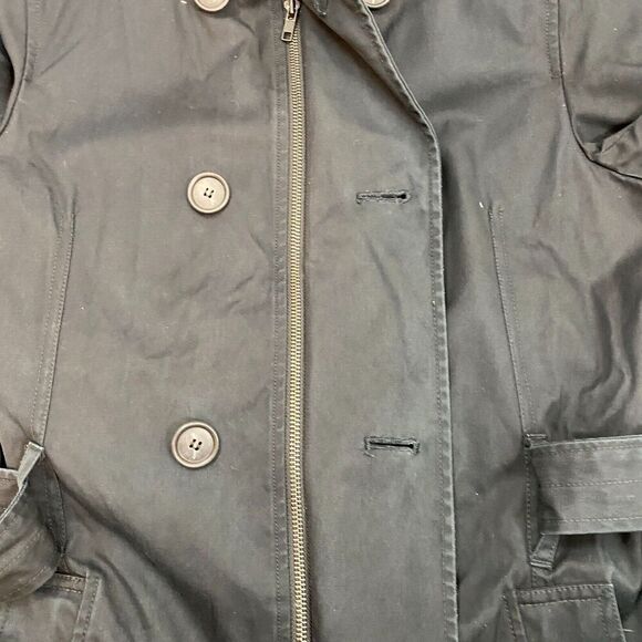 Reiss Double Breasted Trench Coat Classic Preppy Navy Mid-length Cotton Jacket L - Picture 14 of 16